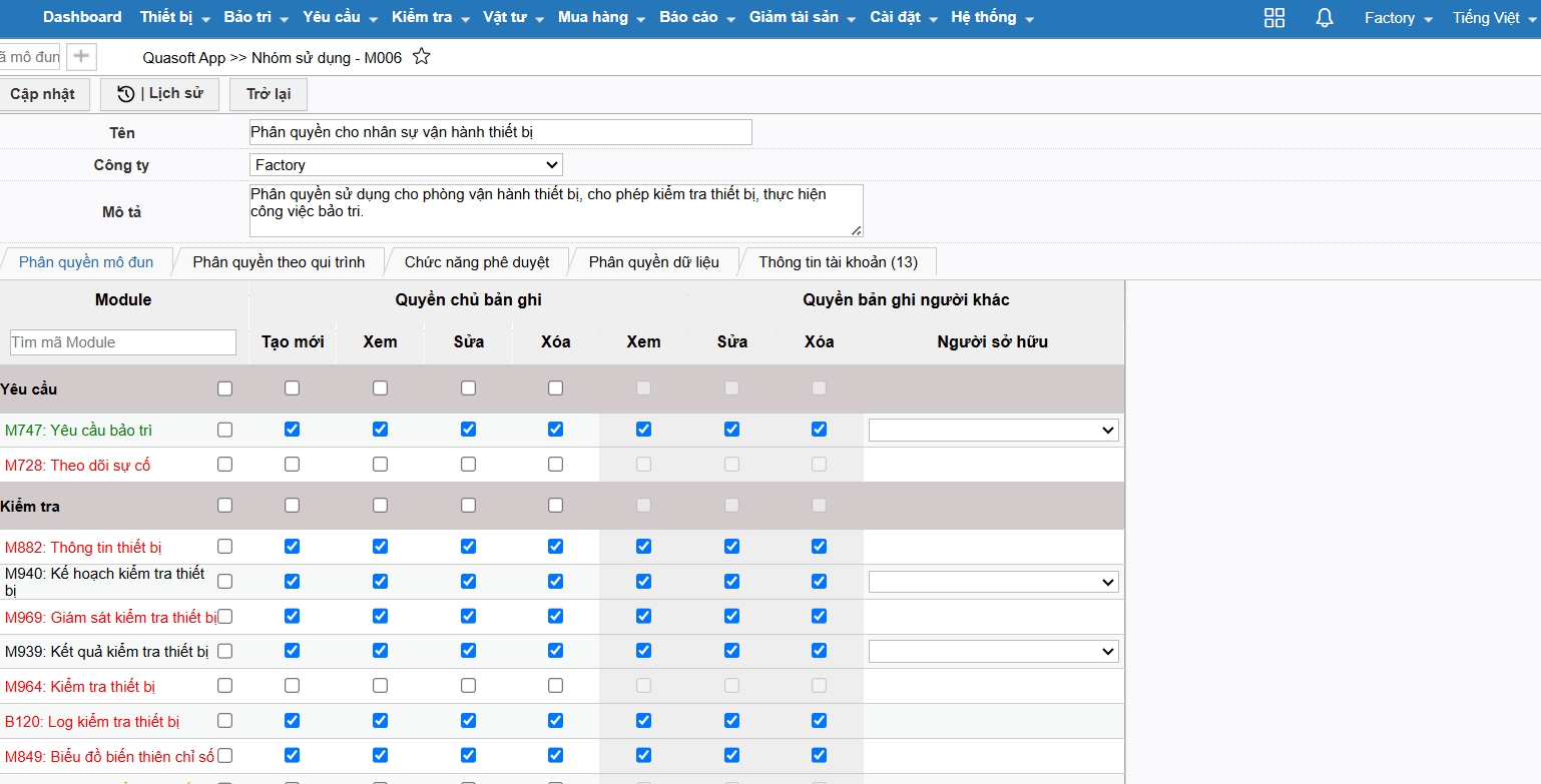 Giải pháp quản lý bảo trì Quasoft CMMS