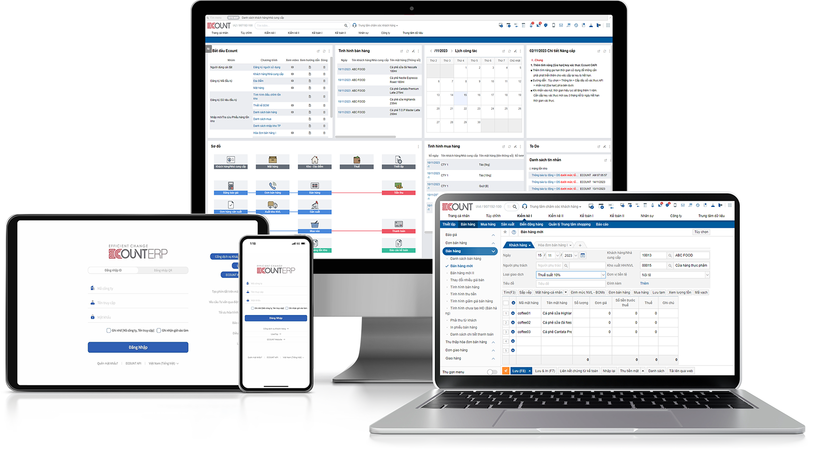 giao diện Bộ giải pháp ERP ECOUNT