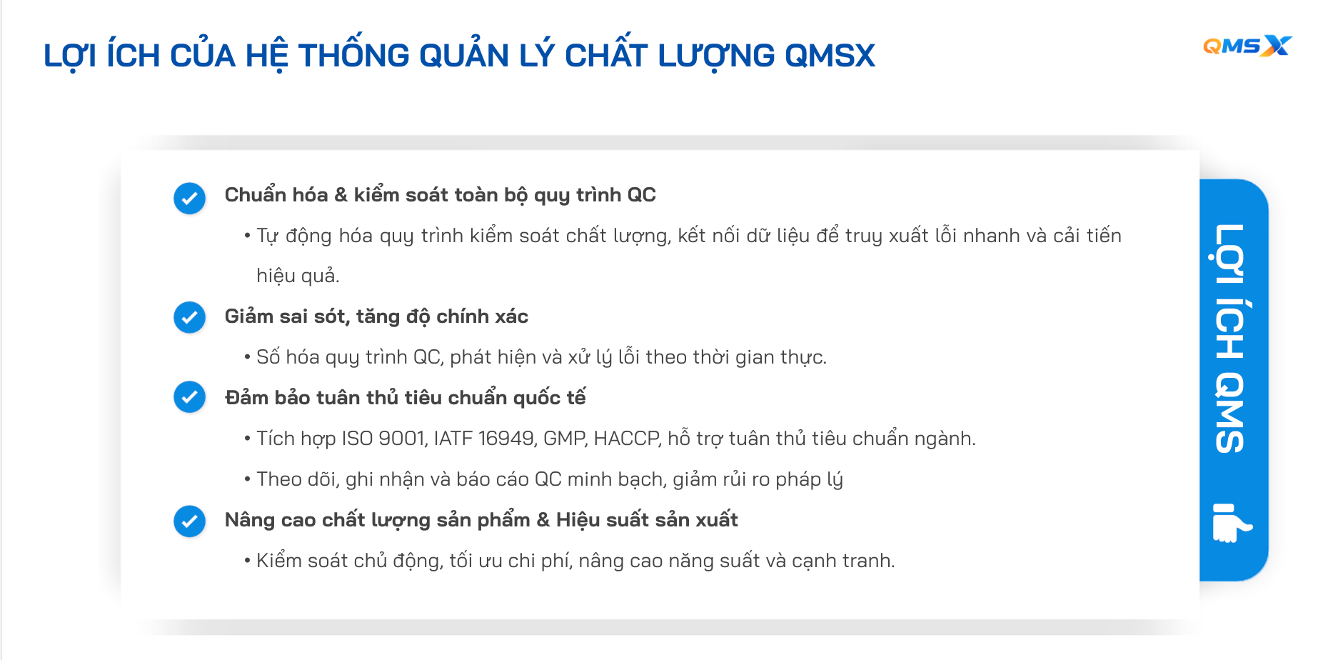 Lợi ích của hệ thống quản lý chất lượng QMSX