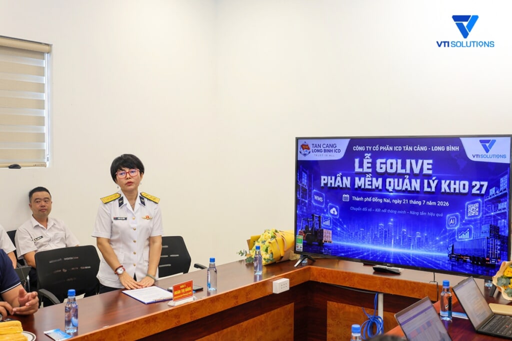 Phát biểu từ đại diện ICD Tân Cảng - Long Bình Đồng chí Trung tá Đoàn Thị Hằng