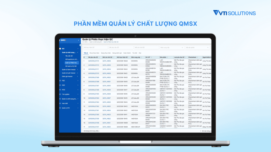 Phần mềm quản lý chất lượng QMSX