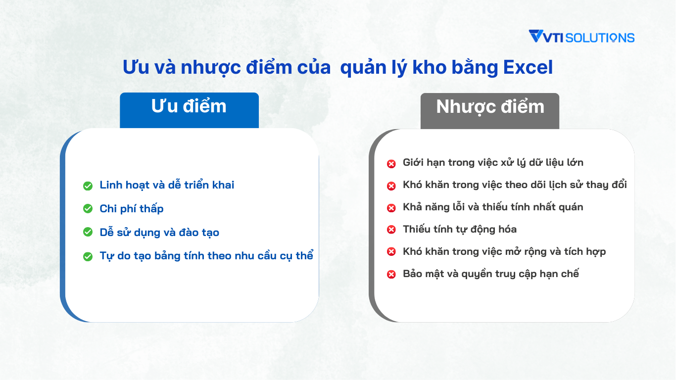 Ưu và nhược điểm của quản lý kho bằng Excel